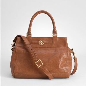 Tory Burch Audra Leather Satchel Bag Tan